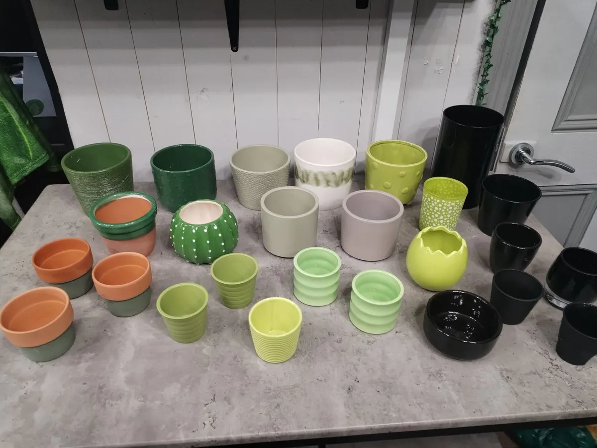 Large mixed bundle of 30 plant pots and planters - Image 1