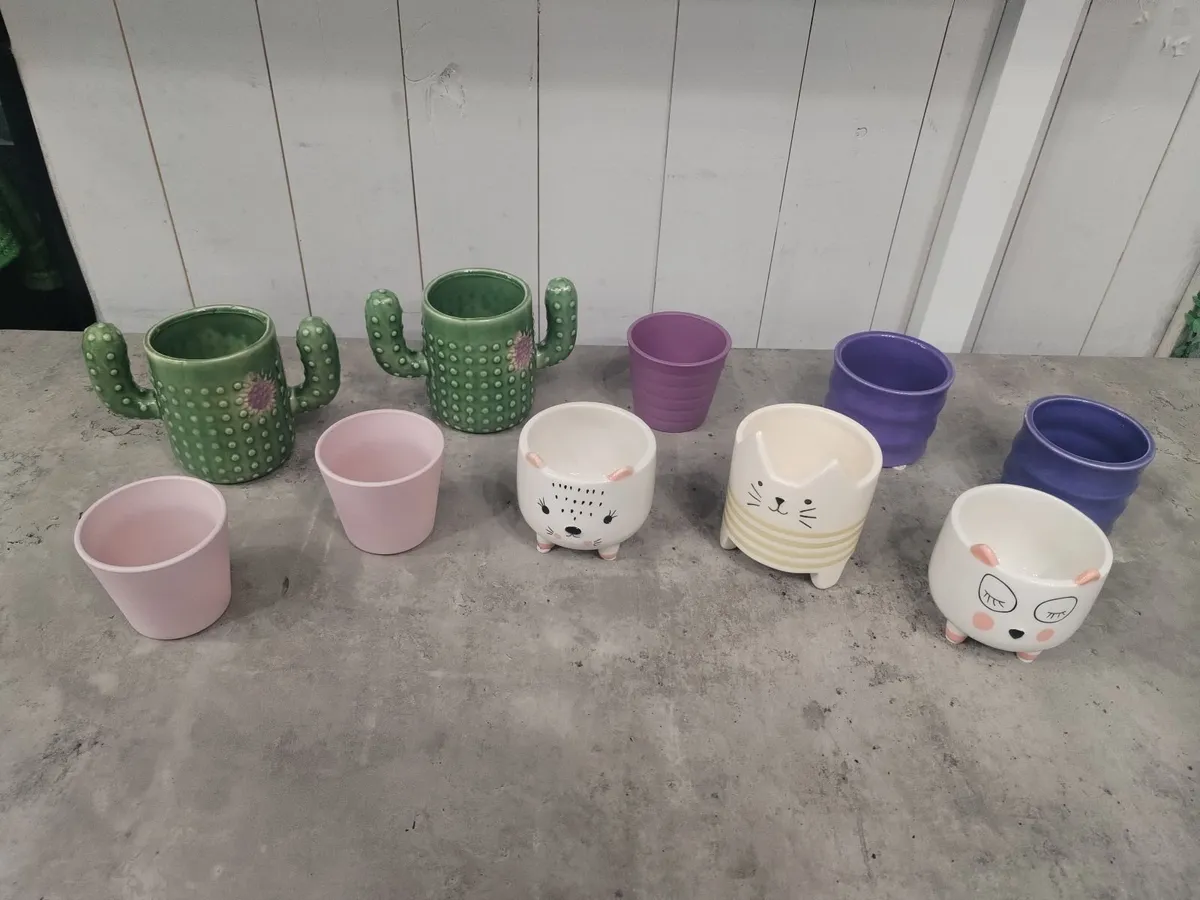 Mixed bundle of 10 plant pots and planters - Image 1