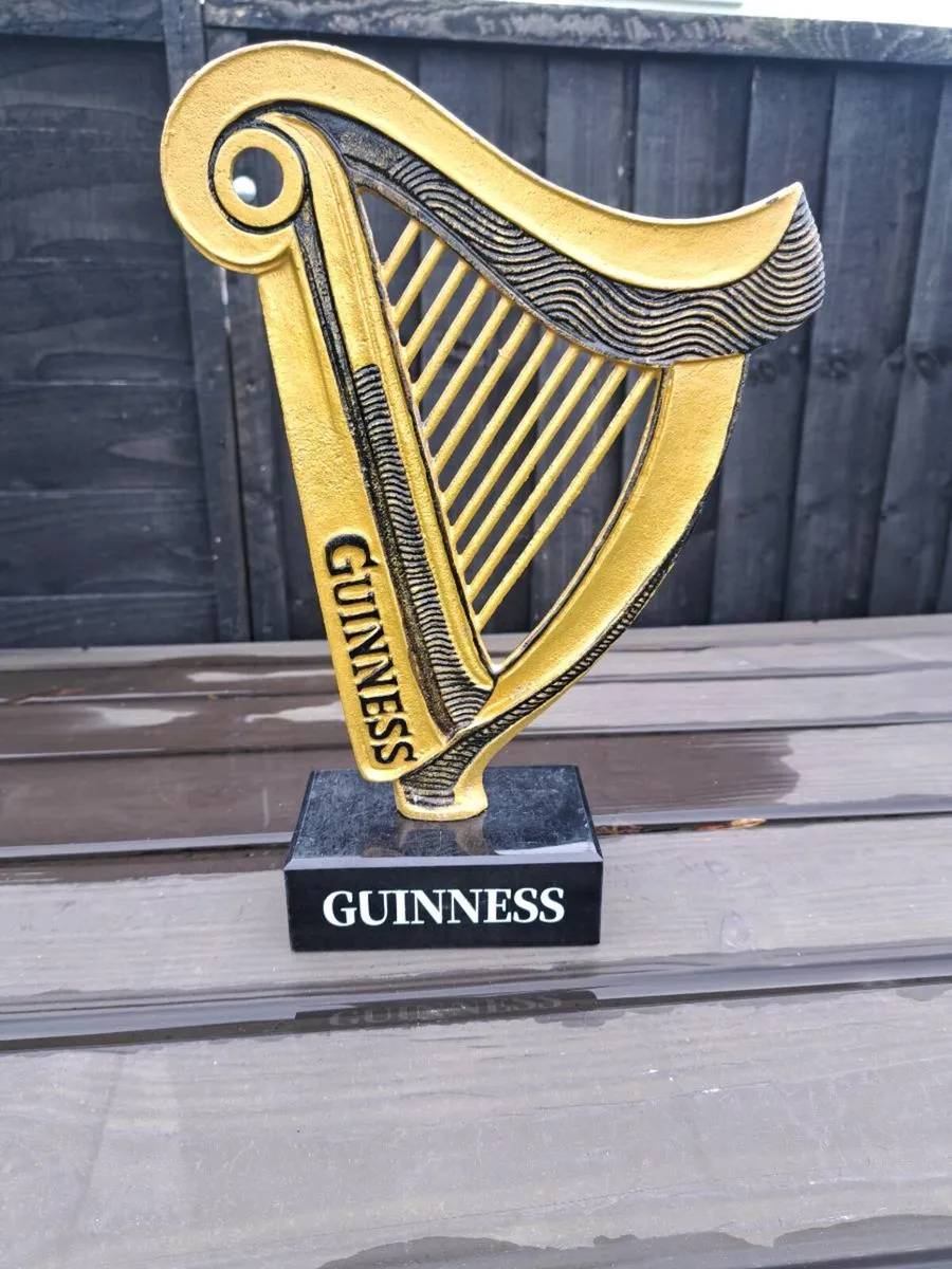 Large  Guinness harp sign  on Marble  stand - Image 1