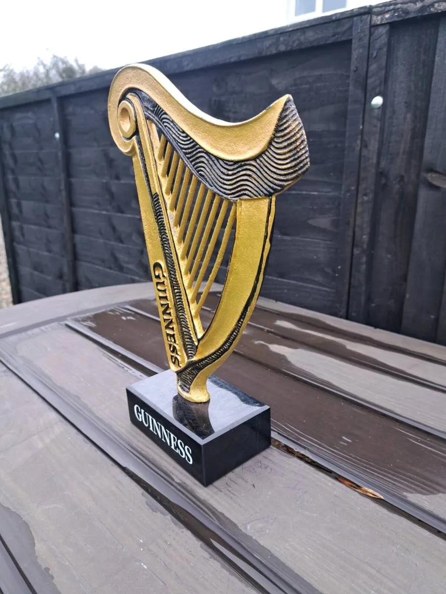 Large  Guinness harp sign  on Marble  stand - Image 2