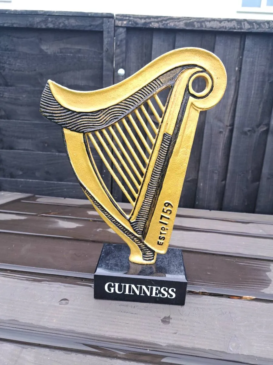 Large  Guinness harp sign  on Marble  stand - Image 3