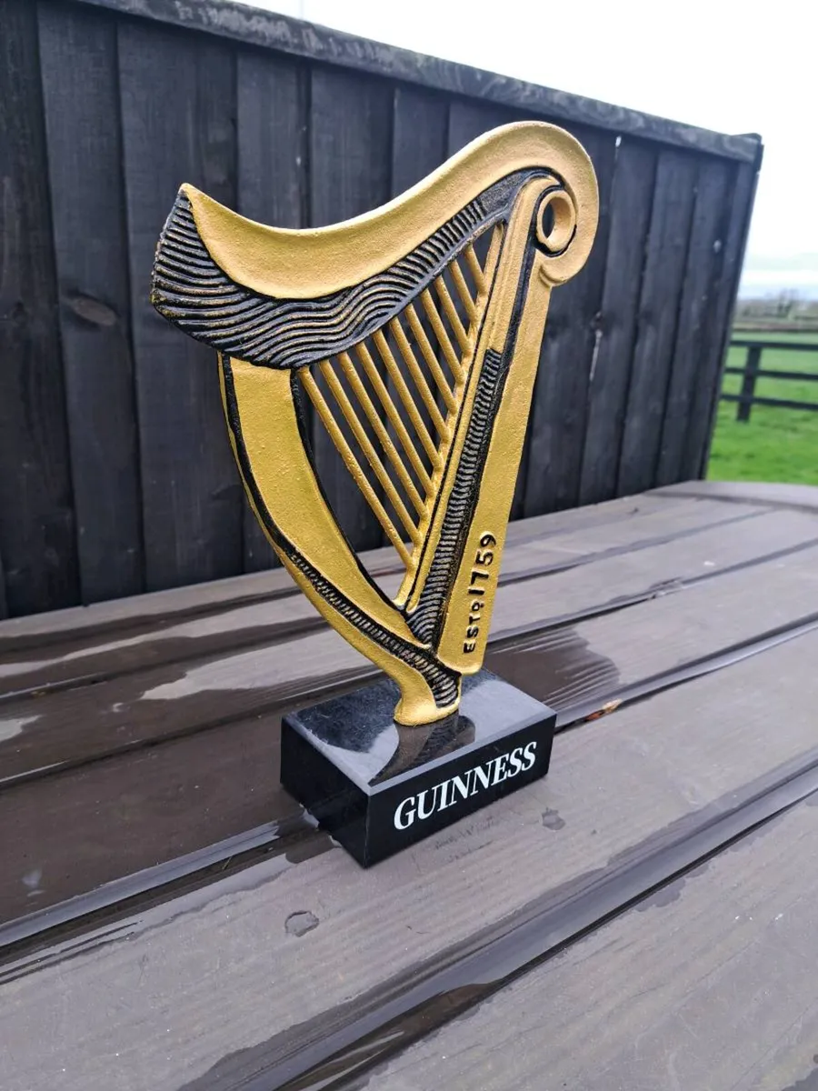 Large  Guinness harp sign  on Marble  stand - Image 4