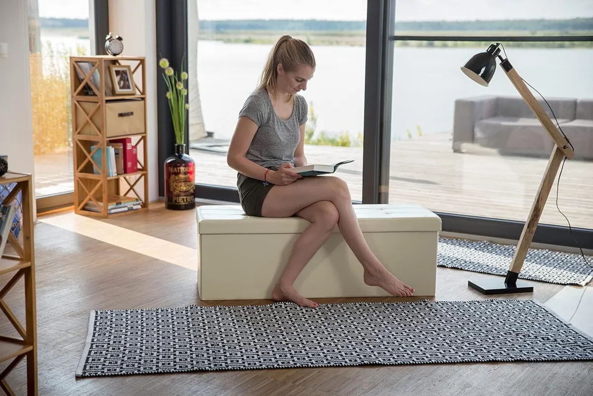 Folding Storage Ottoman XL 38 x 114 cm Sturdy - Image 2