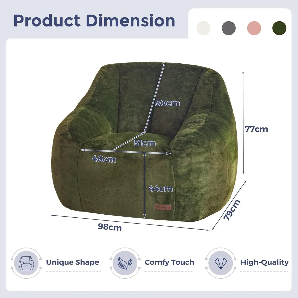 Bean Bag Chair for Adults or Children Soft Faux - Image 2