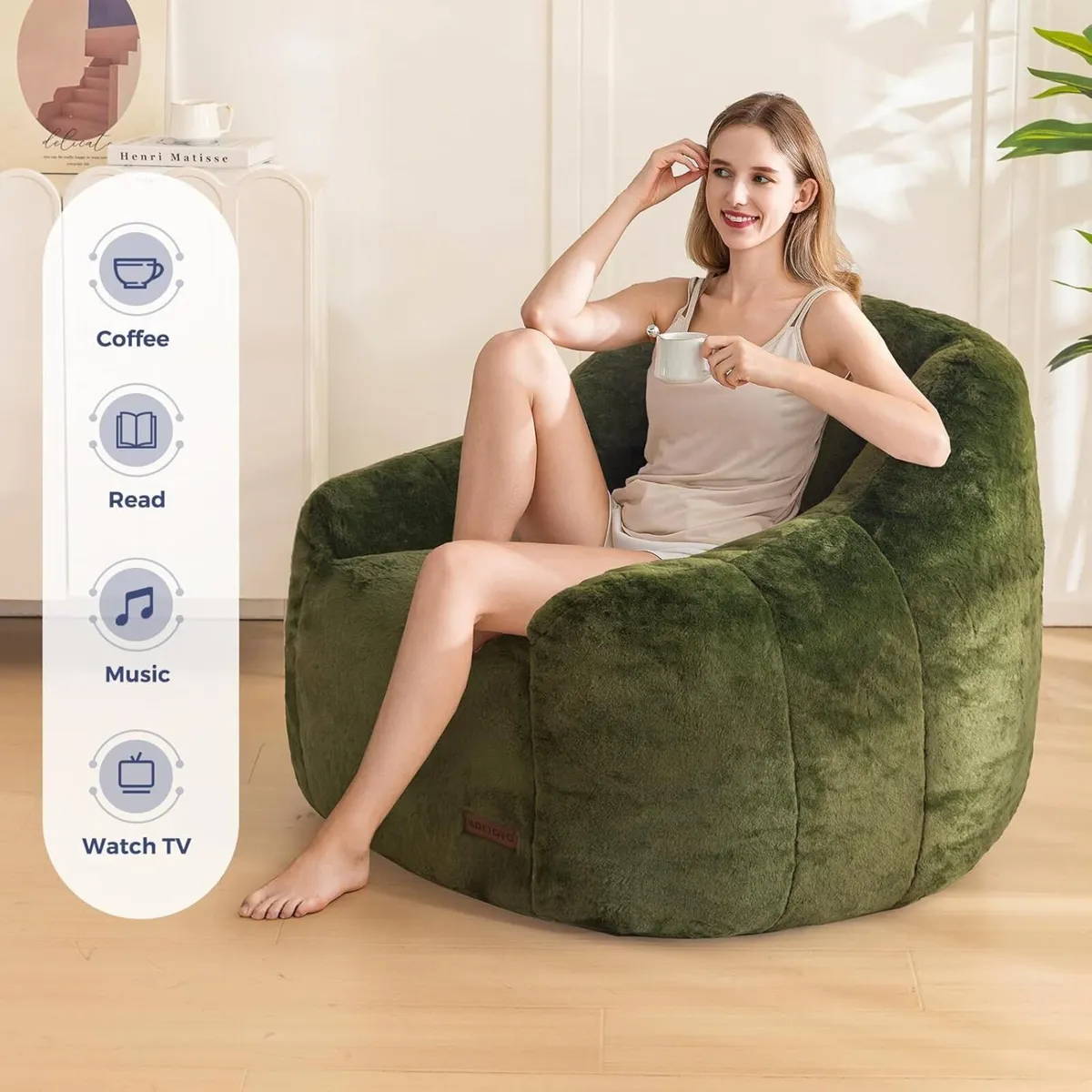 Bean Bag Chair for Adults or Children Soft Faux - Image 3