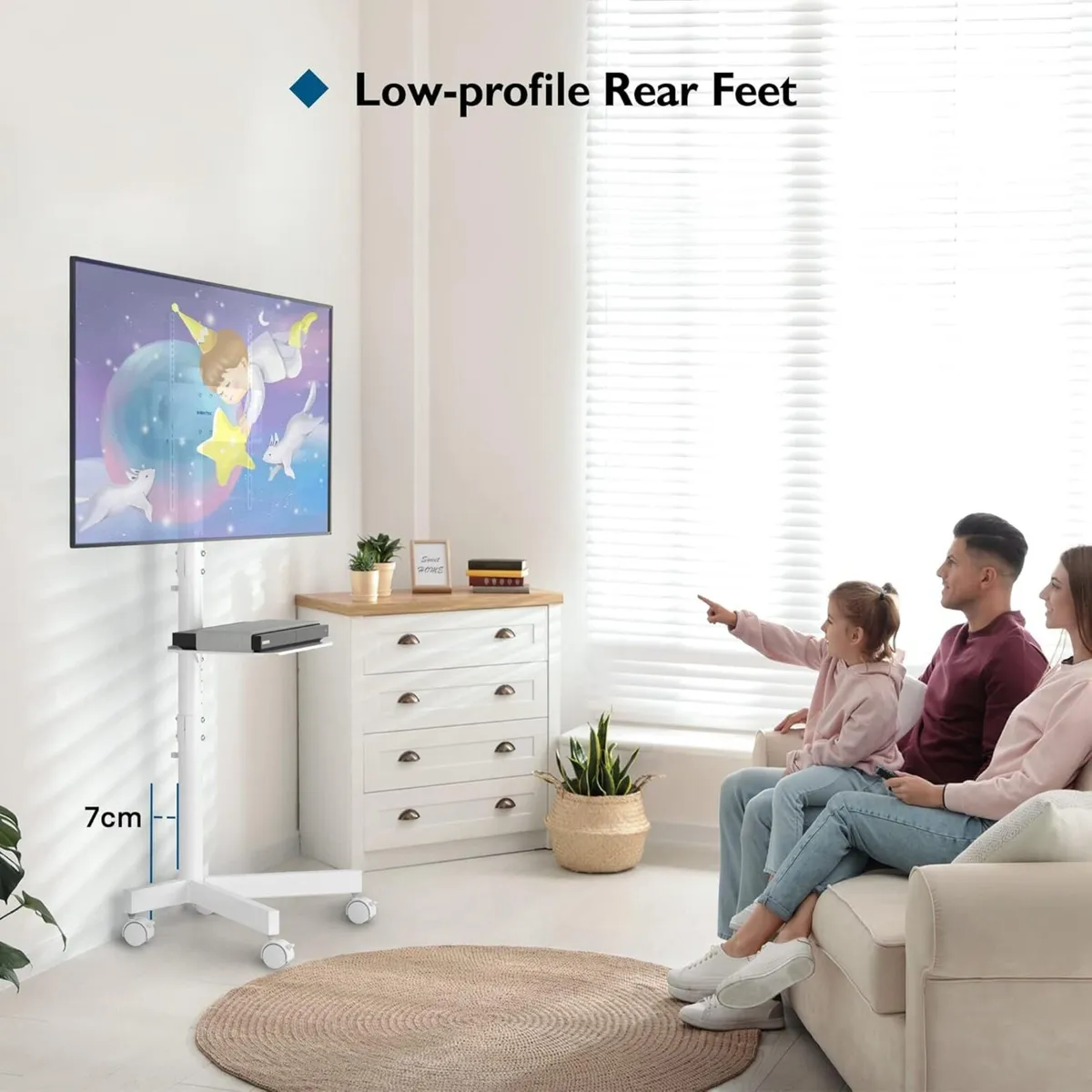 Mobile TV Stand on Wheels Free Standing for 23-60 - Image 2