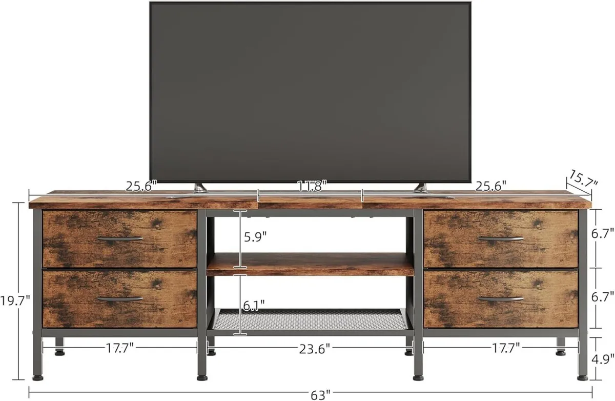 TV Stand with Storage Table 63 Inch Drawers for - Image 3