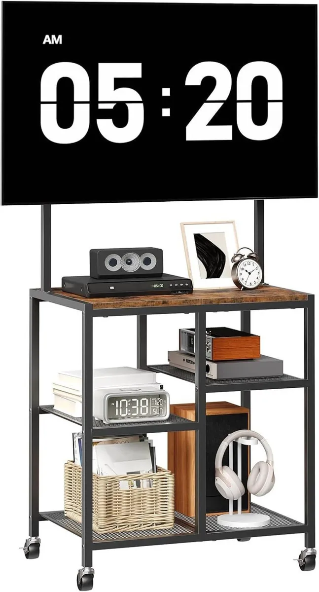 Mobile TV Stand on Wheels Rolling with Storage - Image 1