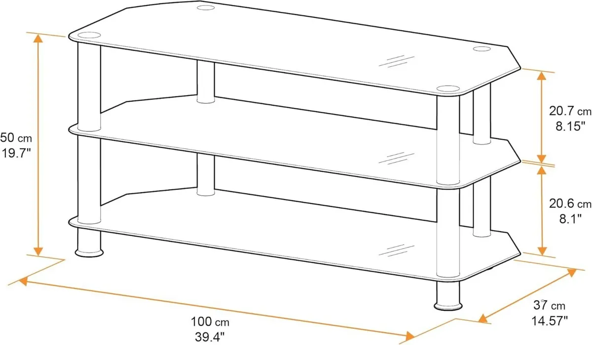 Glass Corner TV Stand – Universal Black Unit - Image 2
