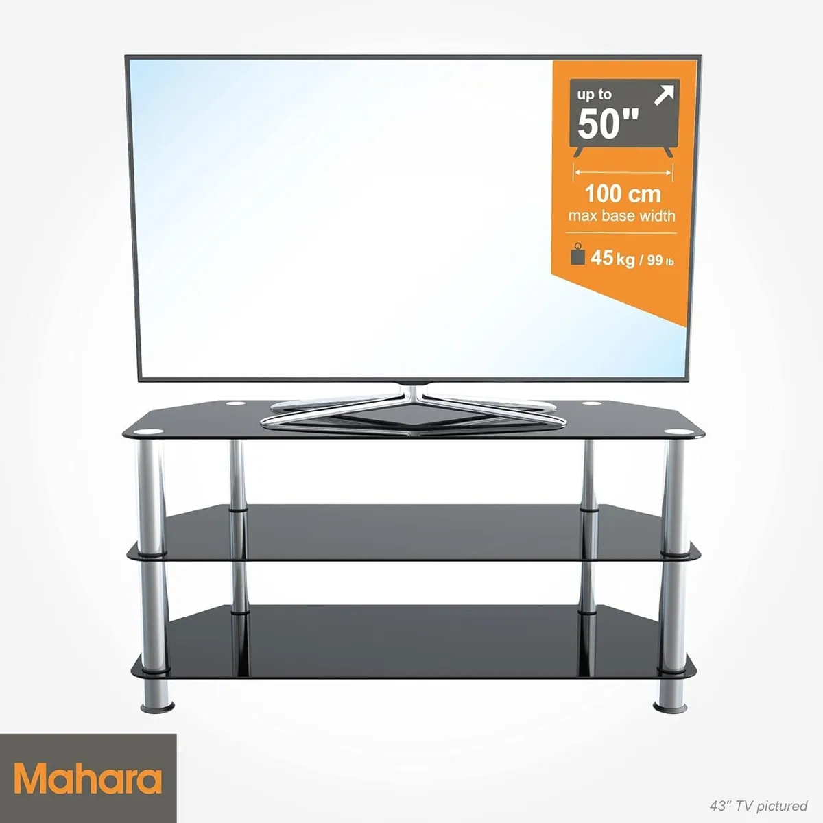 Glass Corner TV Stand – Universal Black Unit - Image 3