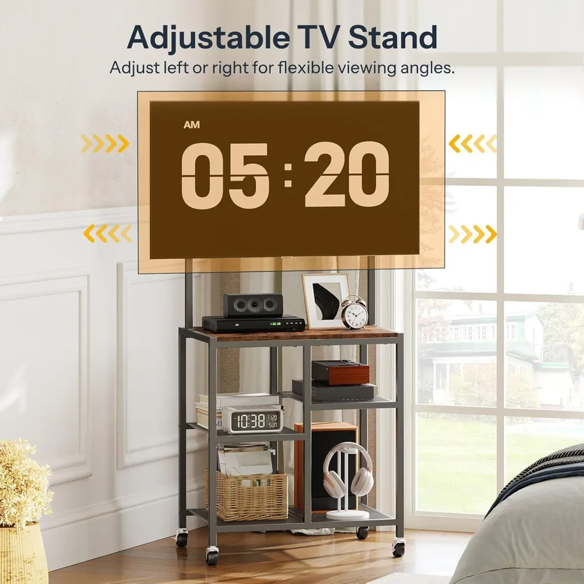 Mobile TV Stand on Wheels Rolling with Storage - Image 3