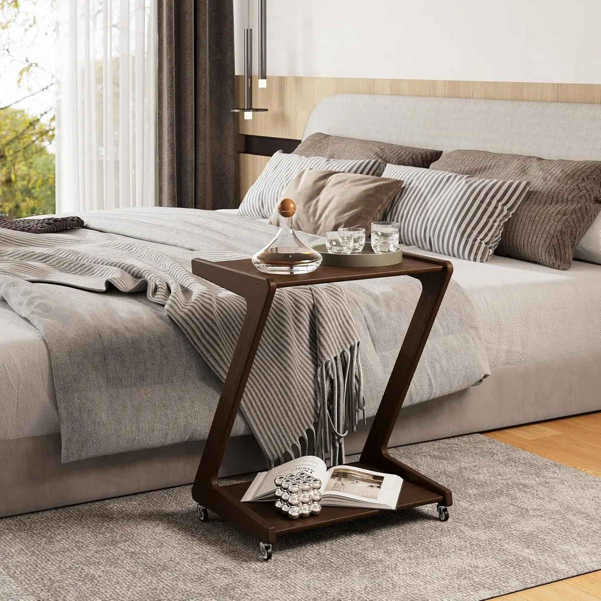 Side Table Living Room Wood End Tables Bedside - Image 4