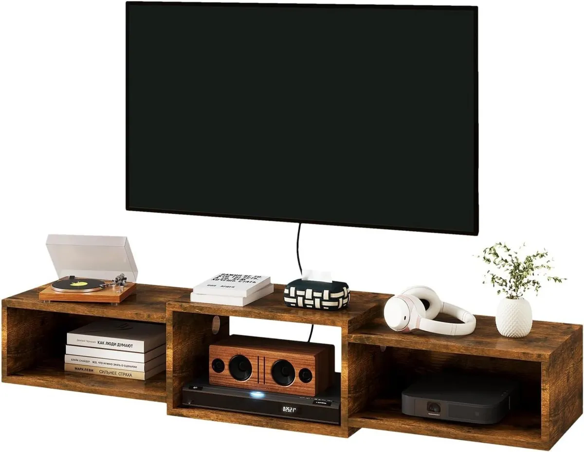 Floating TV Stand Wall Mounted Wood Cabinet Media - Image 1