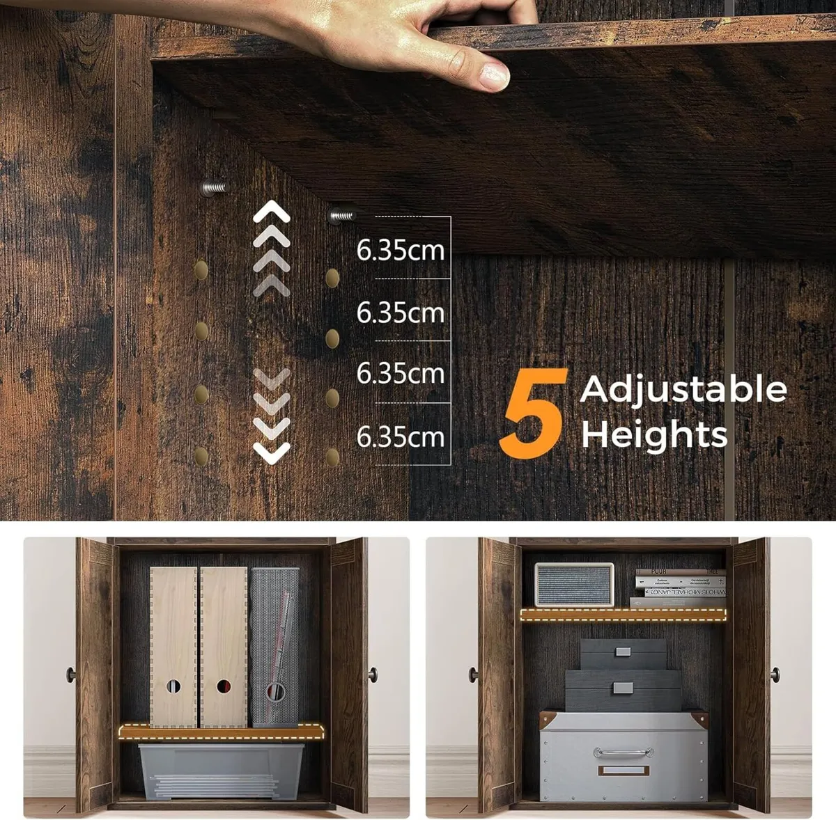 5-Tier Bookcase with Doors and Cabinet Bookshelf - Image 4