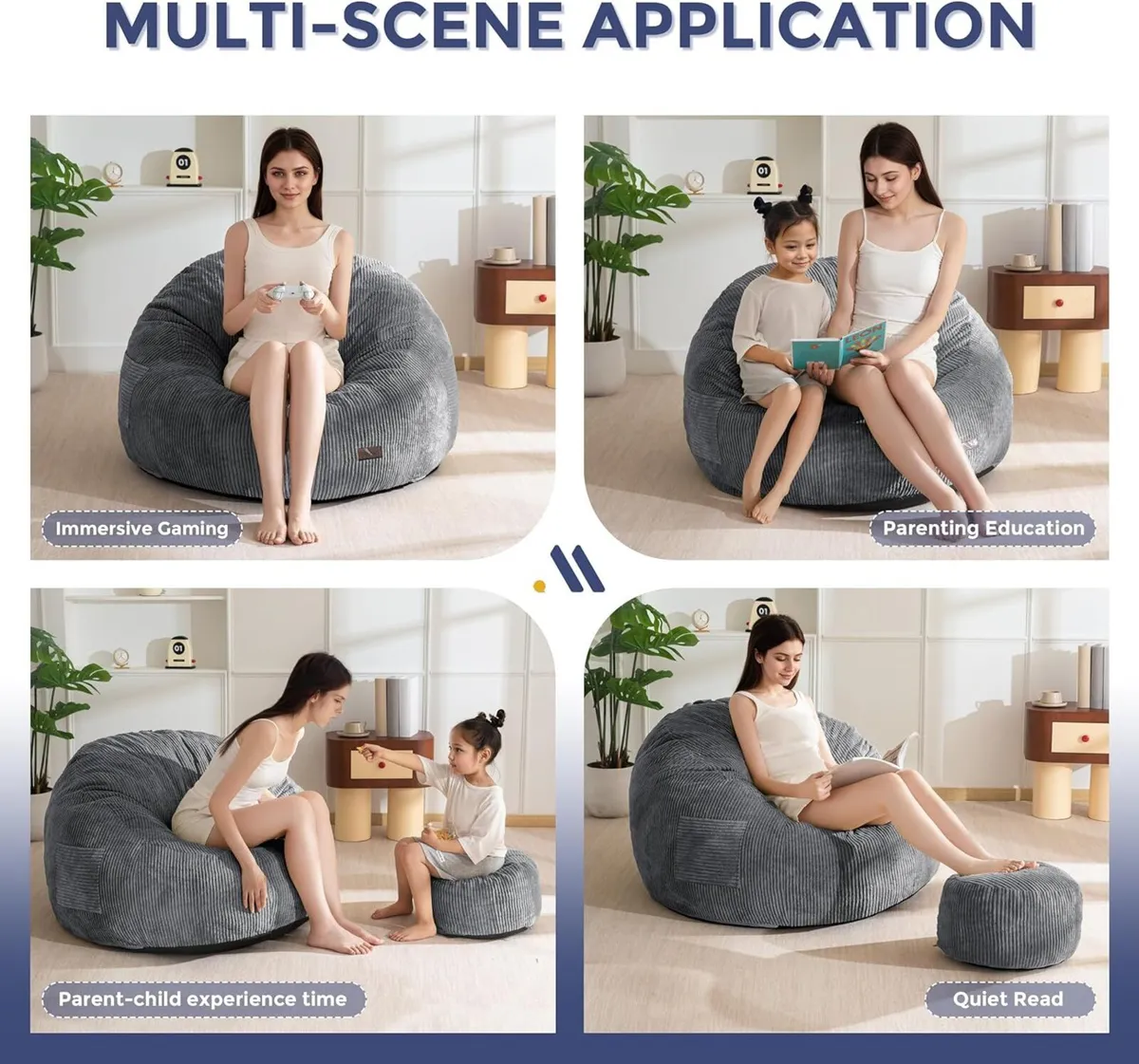 Giant Cord Bean Bag Chair for Adult Beanbag Sofa - Image 3