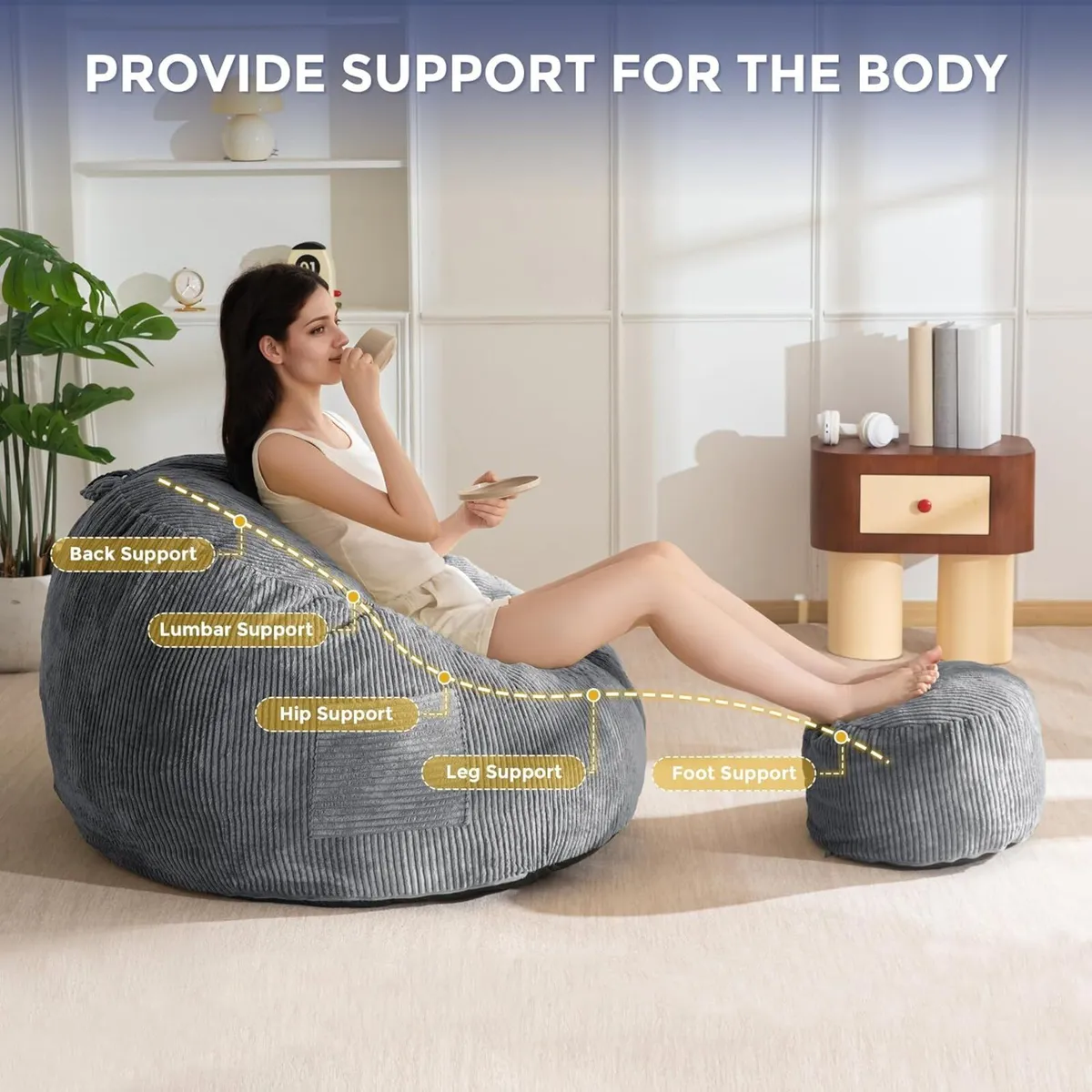 Giant Cord Bean Bag Chair for Adult Beanbag Sofa - Image 4