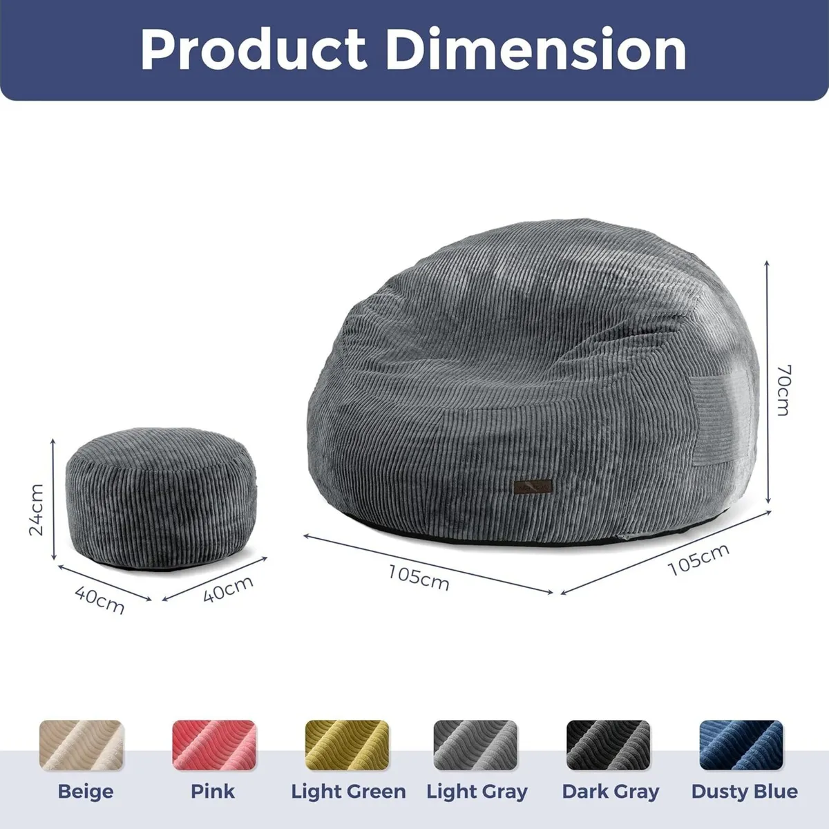 Giant Cord Bean Bag Chair for Adult Beanbag Sofa - Image 2