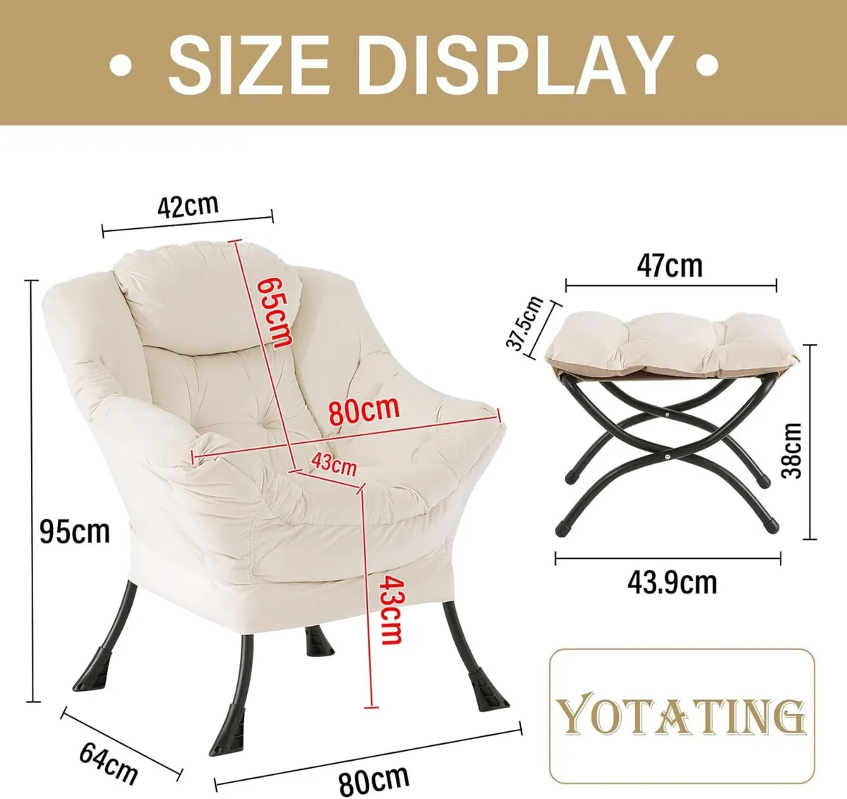 Comfy Armchair with Footstool Lazy Chair Ottoman - Image 2