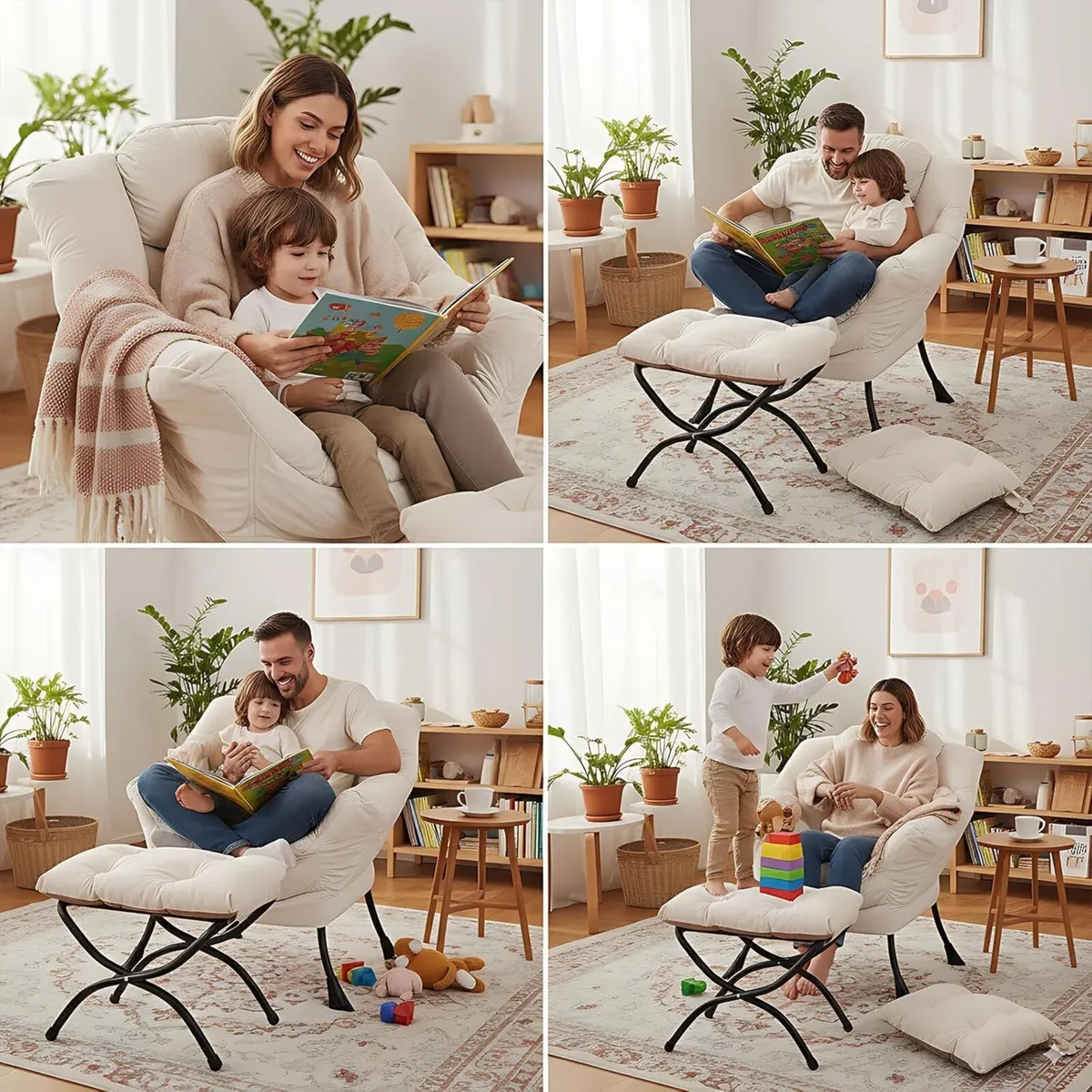 Comfy Armchair with Footstool Lazy Chair Ottoman - Image 4