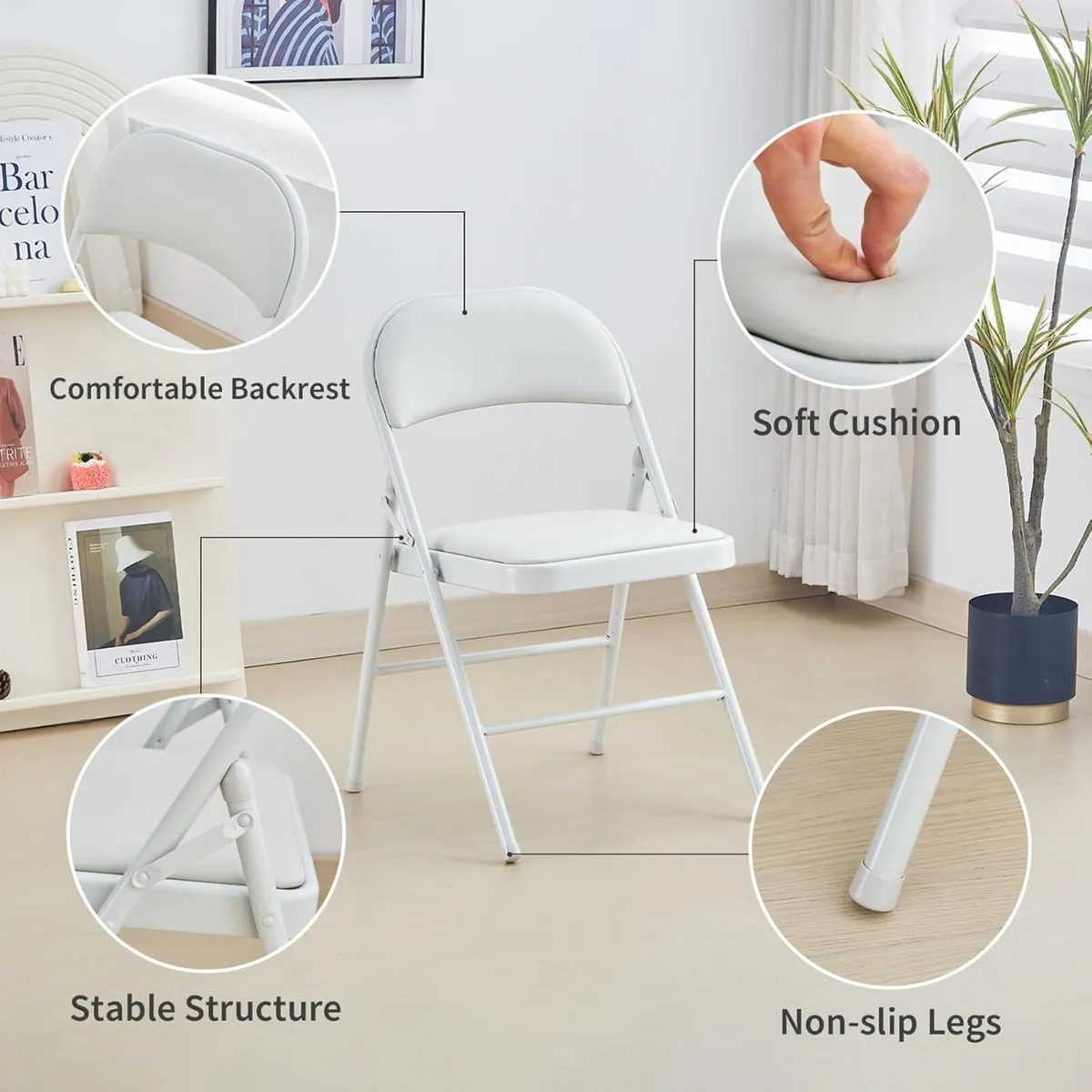 2-Pack Folding Chair Vinyl Padded and Metal Frame - Image 4