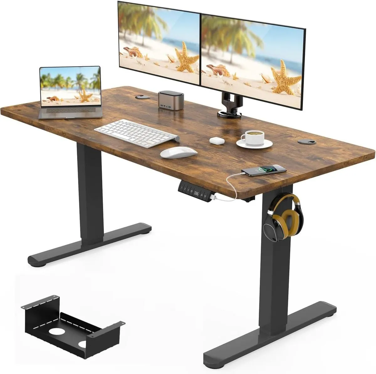 120 x 60cm Electric Standing Desk with USB - Image 1