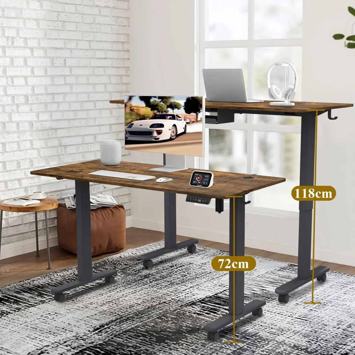120 x 60cm Electric Standing Desk with USB - Image 3