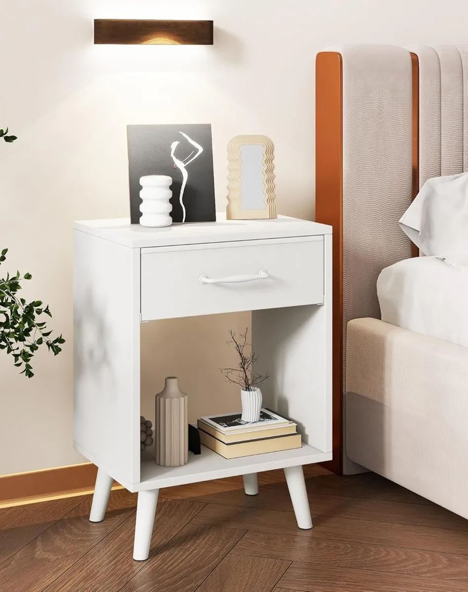 Nightstand Set of 2 Bedside Table Side with - Image 2
