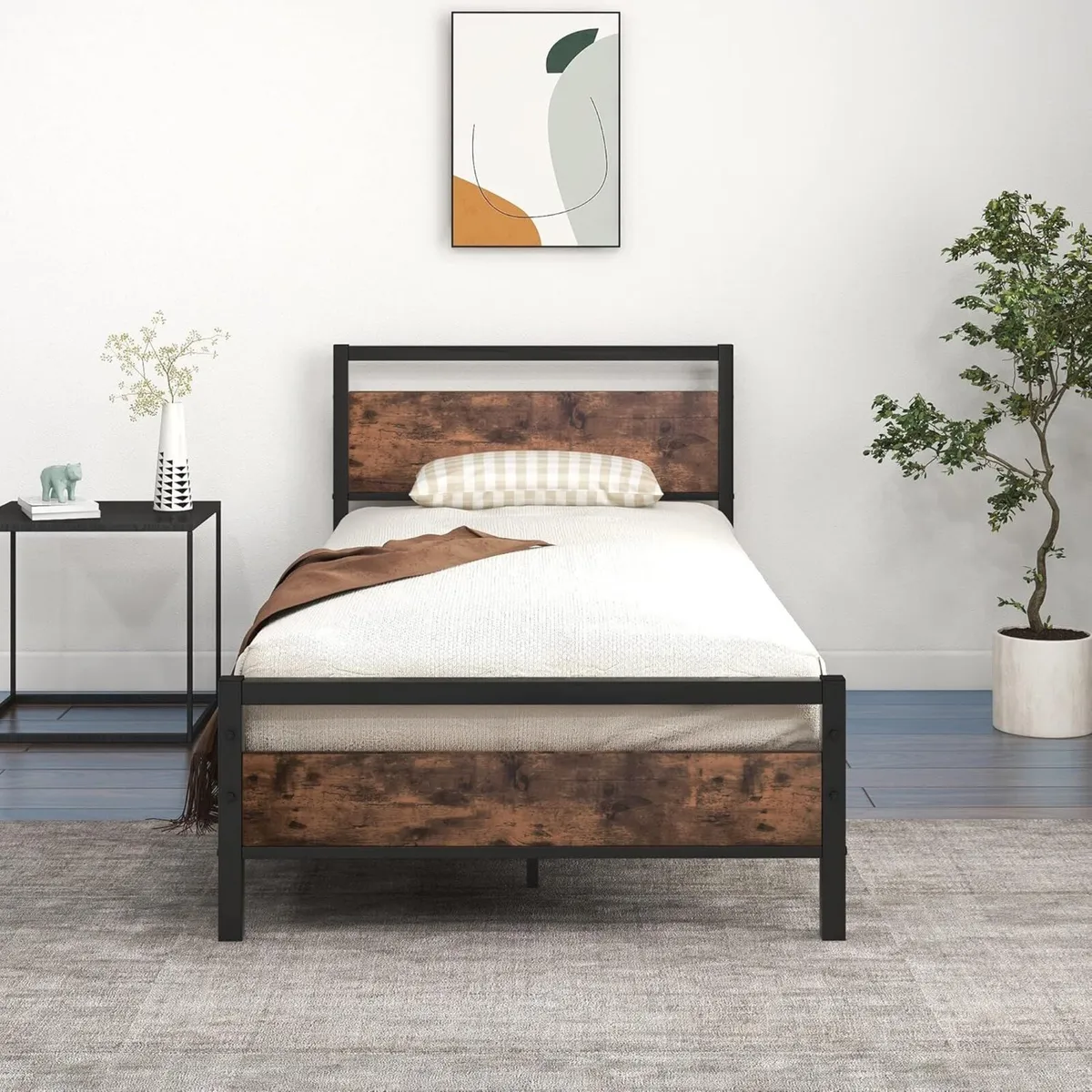 JELUTE 3ft Single Size Metal Platform Bed Frame - Image 1