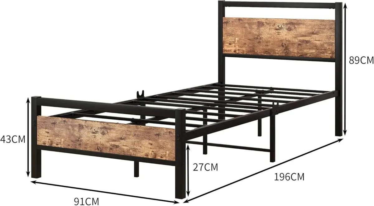 JELUTE 3ft Single Size Metal Platform Bed Frame - Image 2