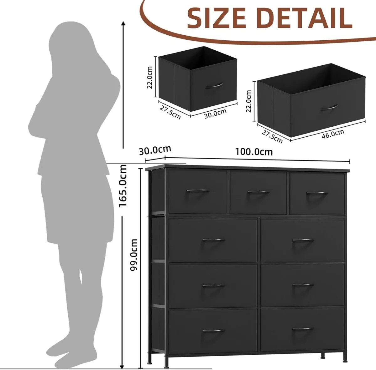 Tall Chest of Drawers for Bedroom with 9 Wide - Image 3