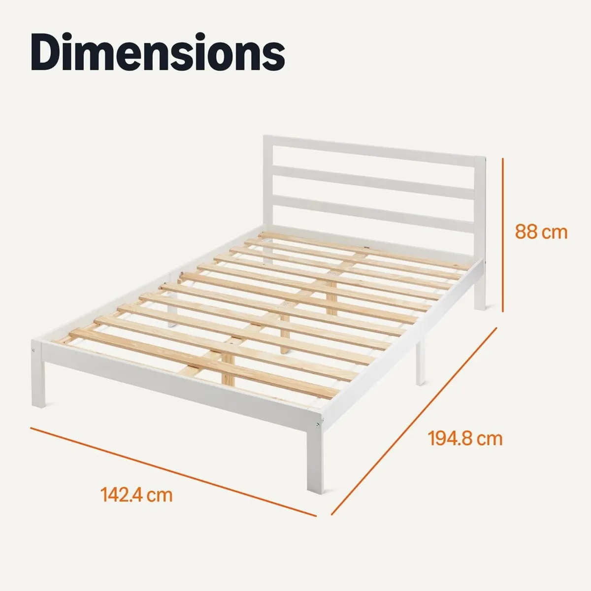 Double Bed Frame with Headboard Solid Pine Wood - Image 2
