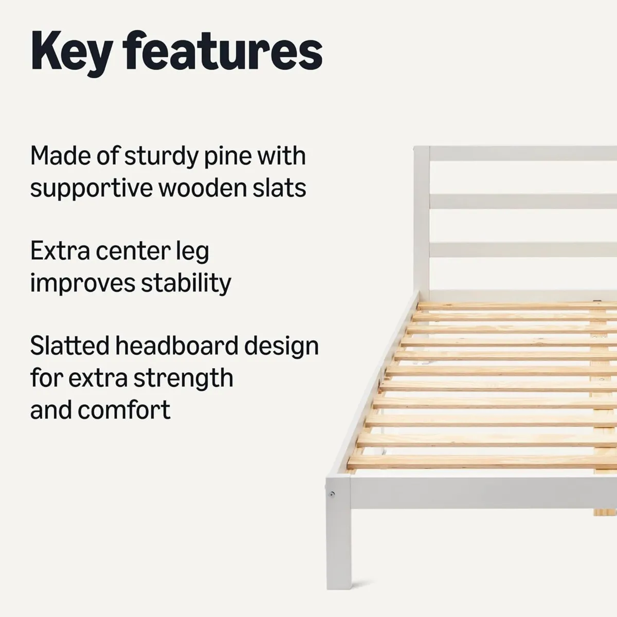 Double Bed Frame with Headboard Solid Pine Wood - Image 3