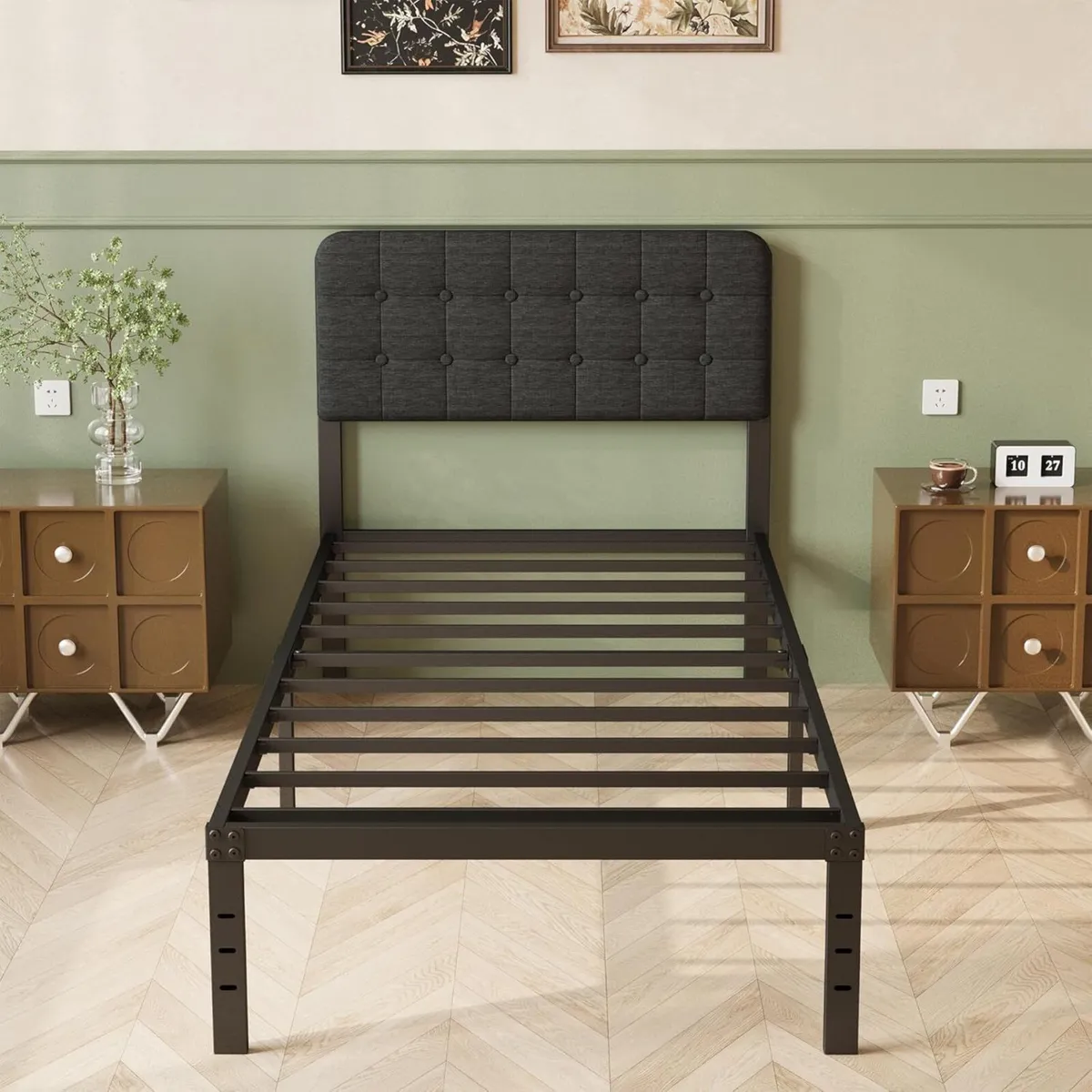 2ft 6 Small Single Bed Frame with Curved Upholster - Image 1