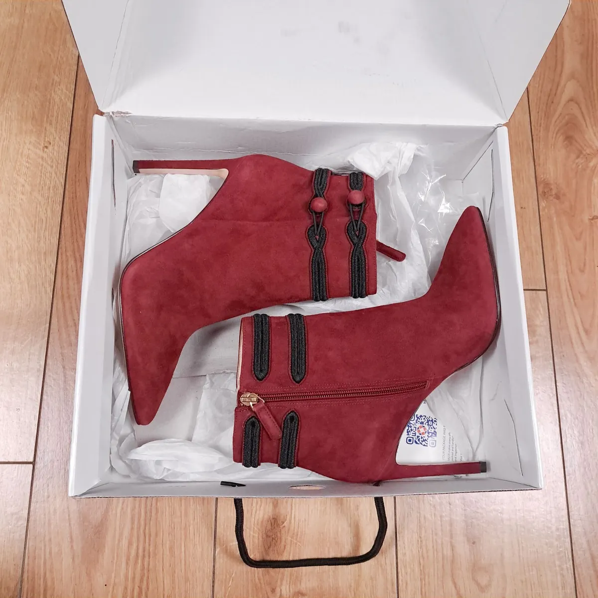Nine West Red Suede Ankle Boots Heel 5.5UK/38.5EU - Image 1