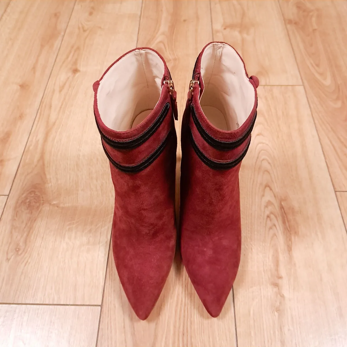 Nine West Red Suede Ankle Boots Heel 5.5UK/38.5EU - Image 2