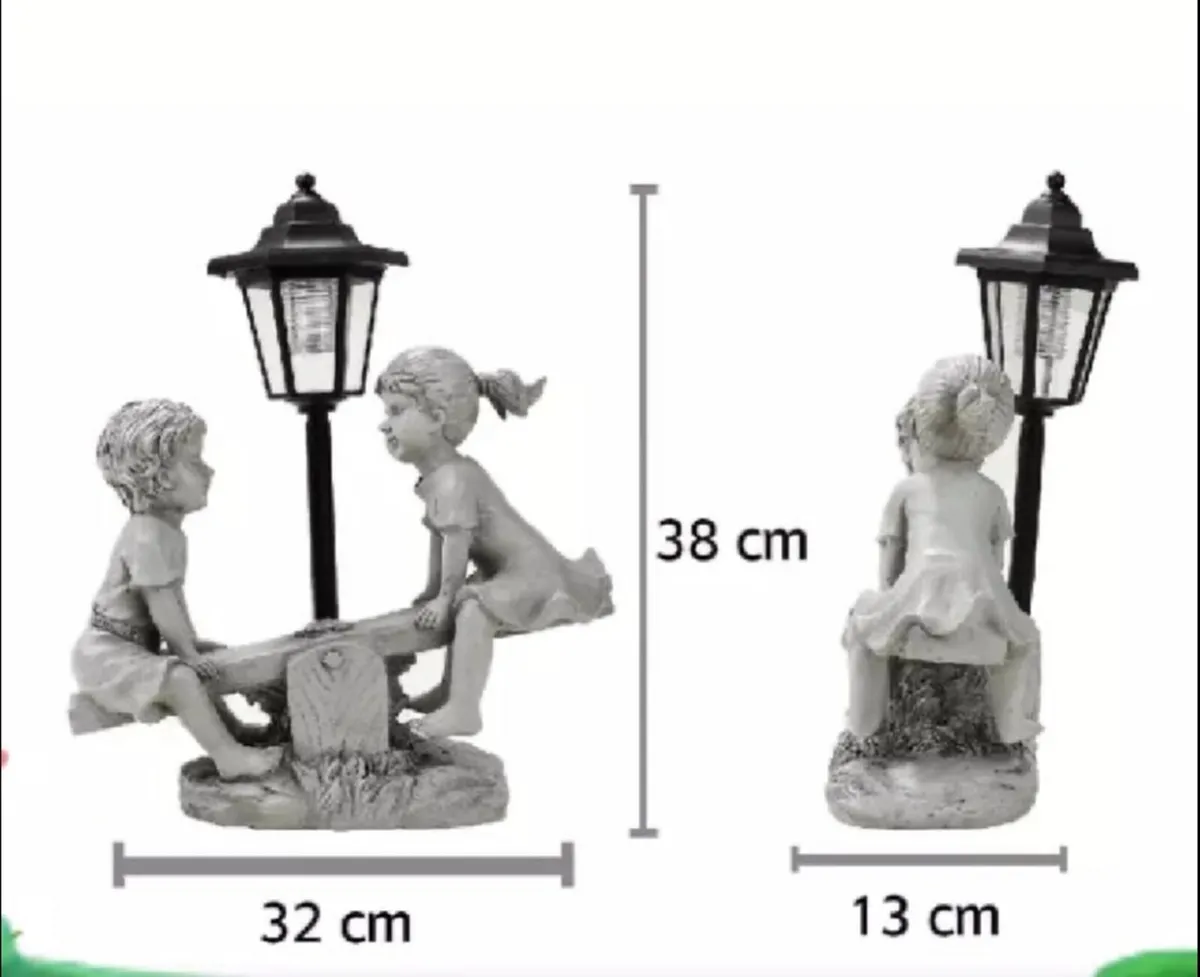 Solar Light Boy & Girl Seesaw Garden Ornament NEW - Image 3