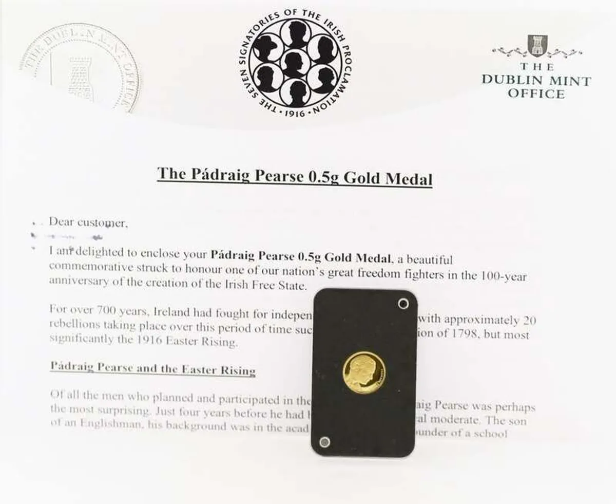 Padraig Pearse 24K Gold Medal - Image 3