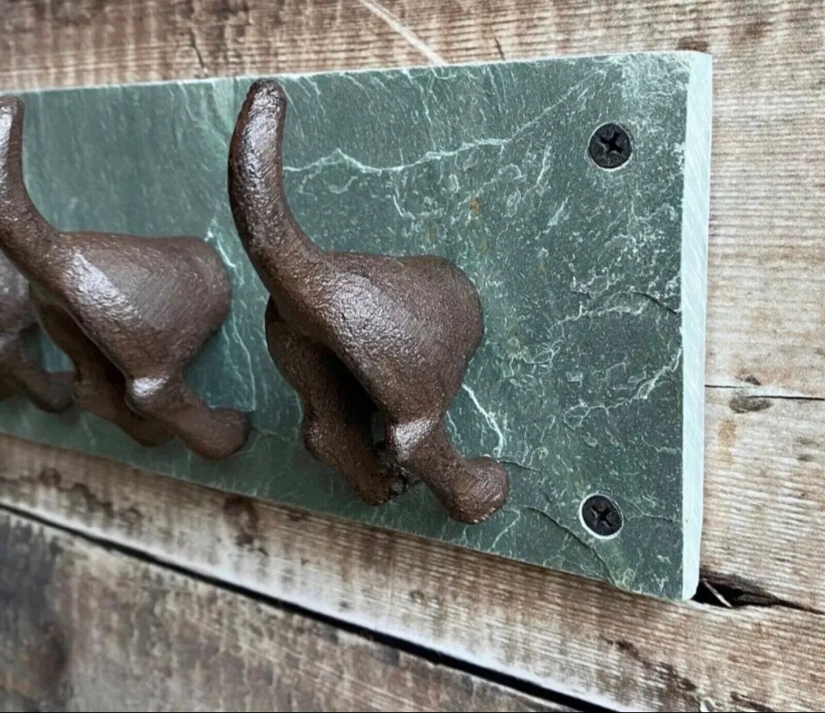 4 x Dog Tails Coat Hooks Cast Iron & Slate NEW - Image 3