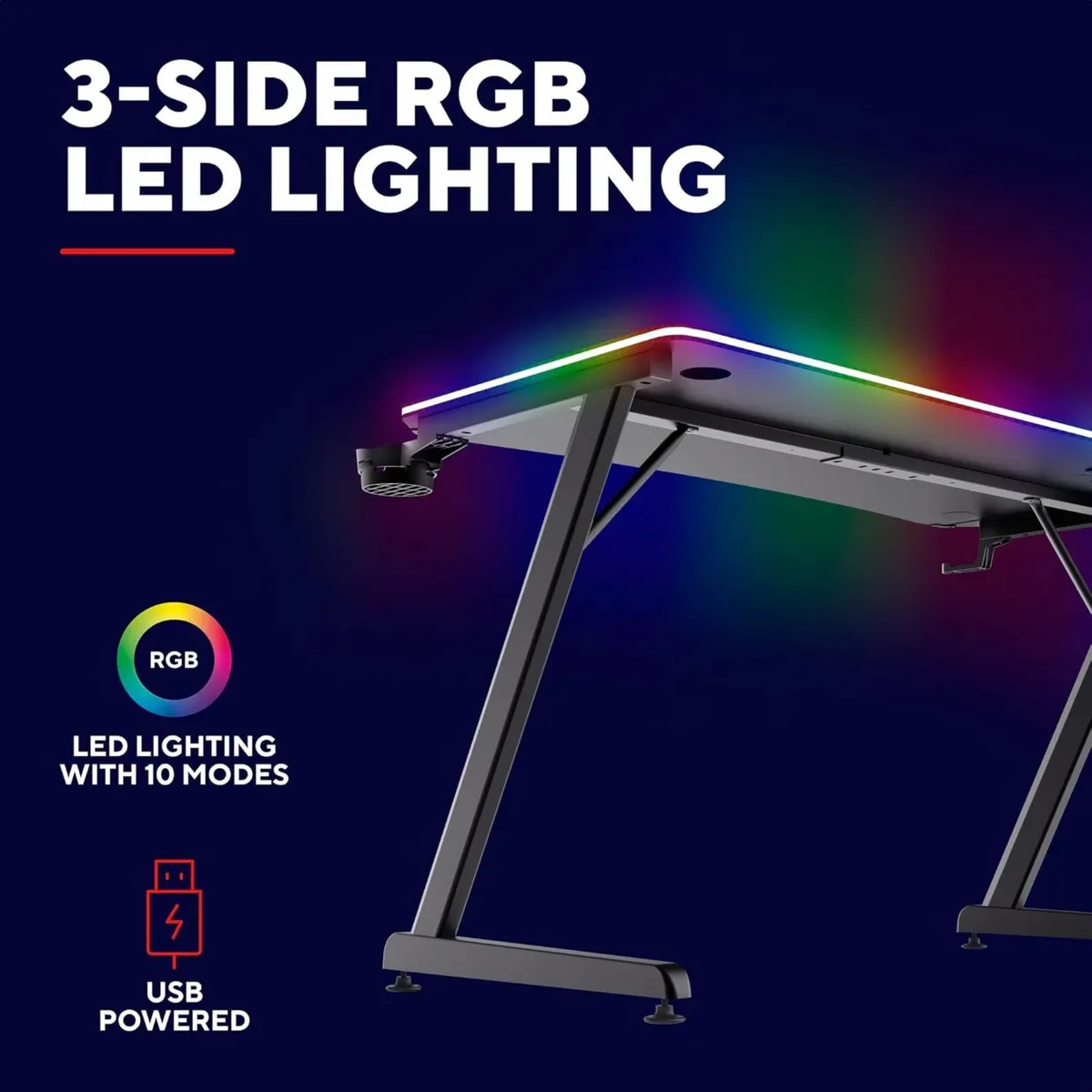 GXT 710 Luminus Pro Gaming Desk 120x60 with LED - Image 4