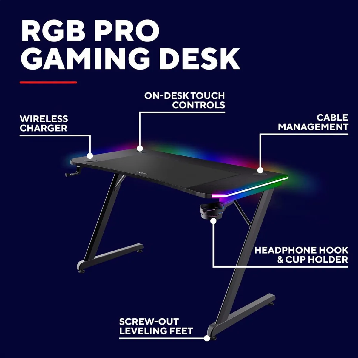 GXT 710 Luminus Pro Gaming Desk 120x60 with LED - Image 3