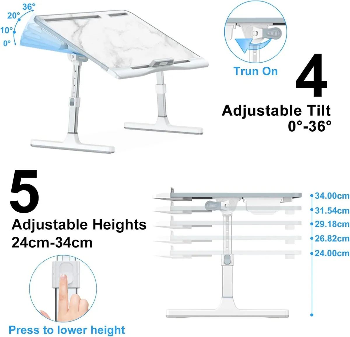 Laptop Stand for Bed Leather Adjustable Height - Image 2