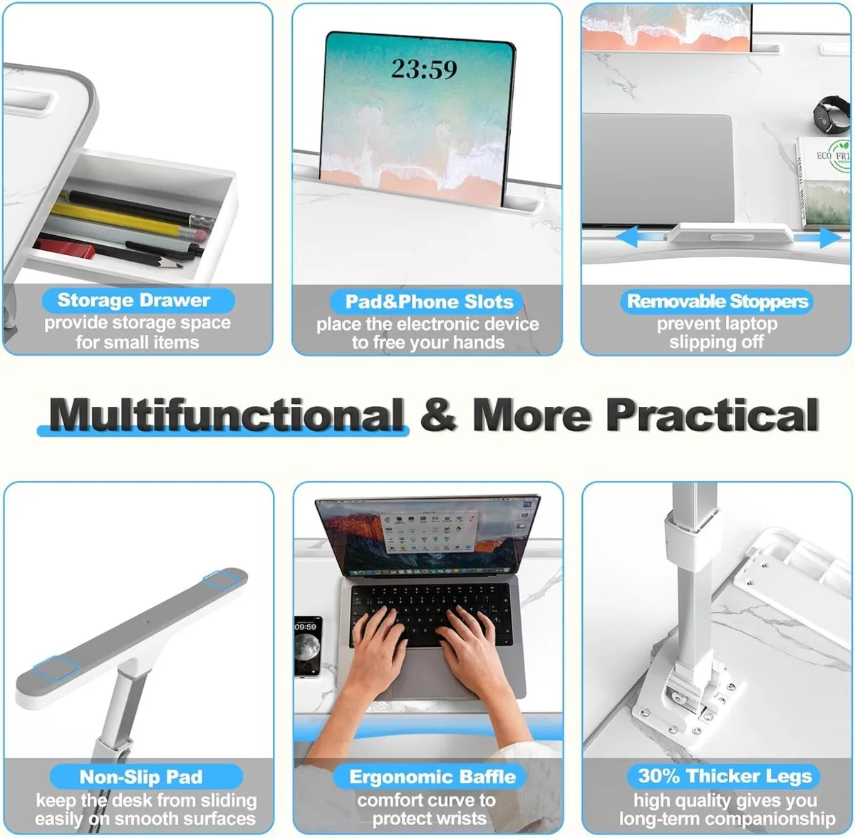 Laptop Stand for Bed Leather Adjustable Height - Image 3