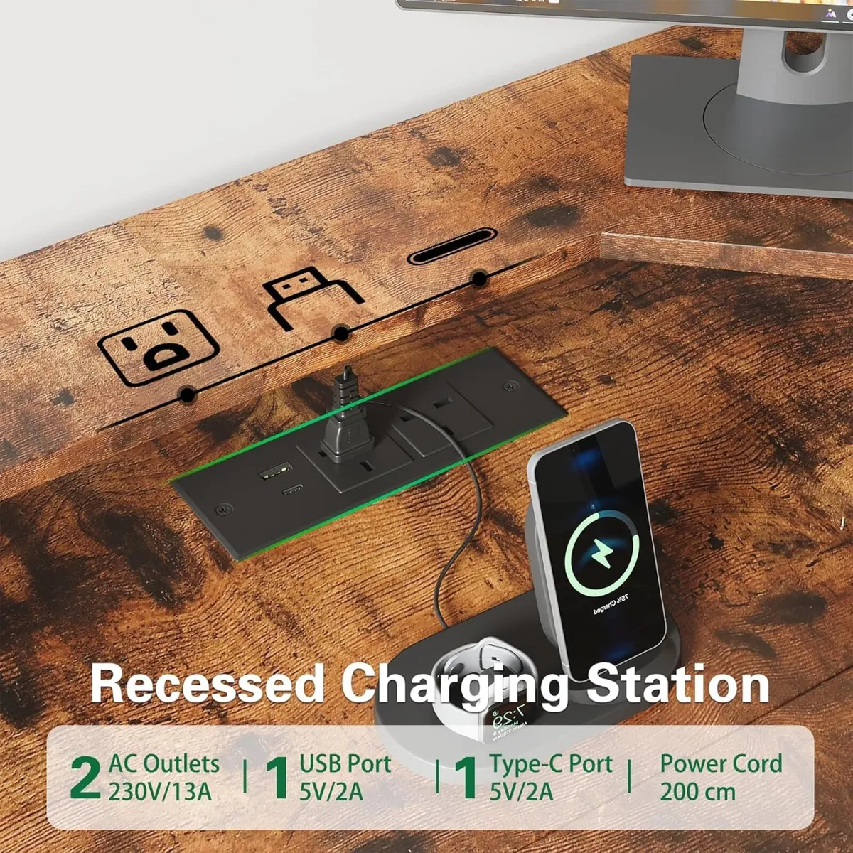 90x90cm L Shaped Desk with 3 Drawers Corner - Image 4