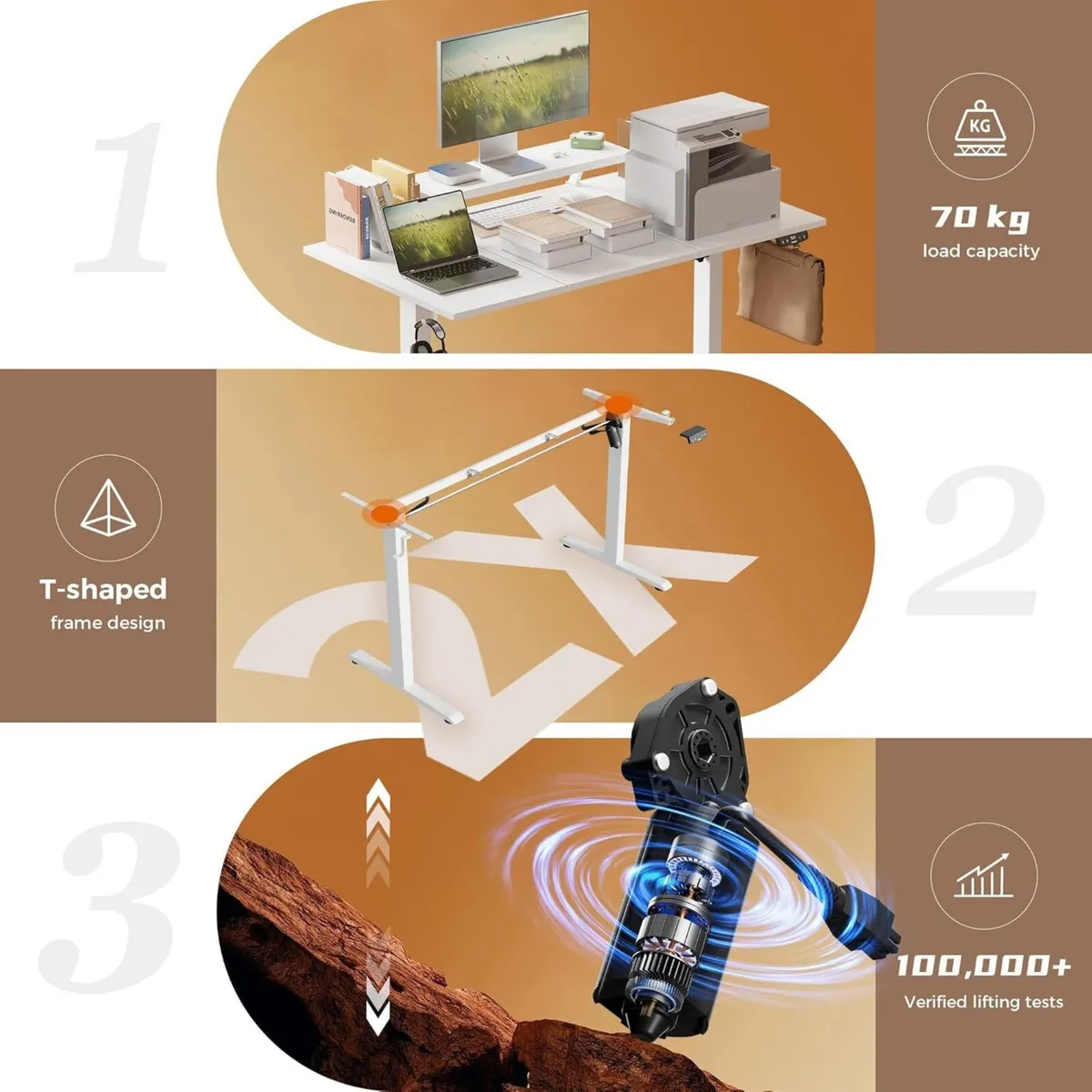 Electric Height-Adjustable Desk with Movable - Image 3