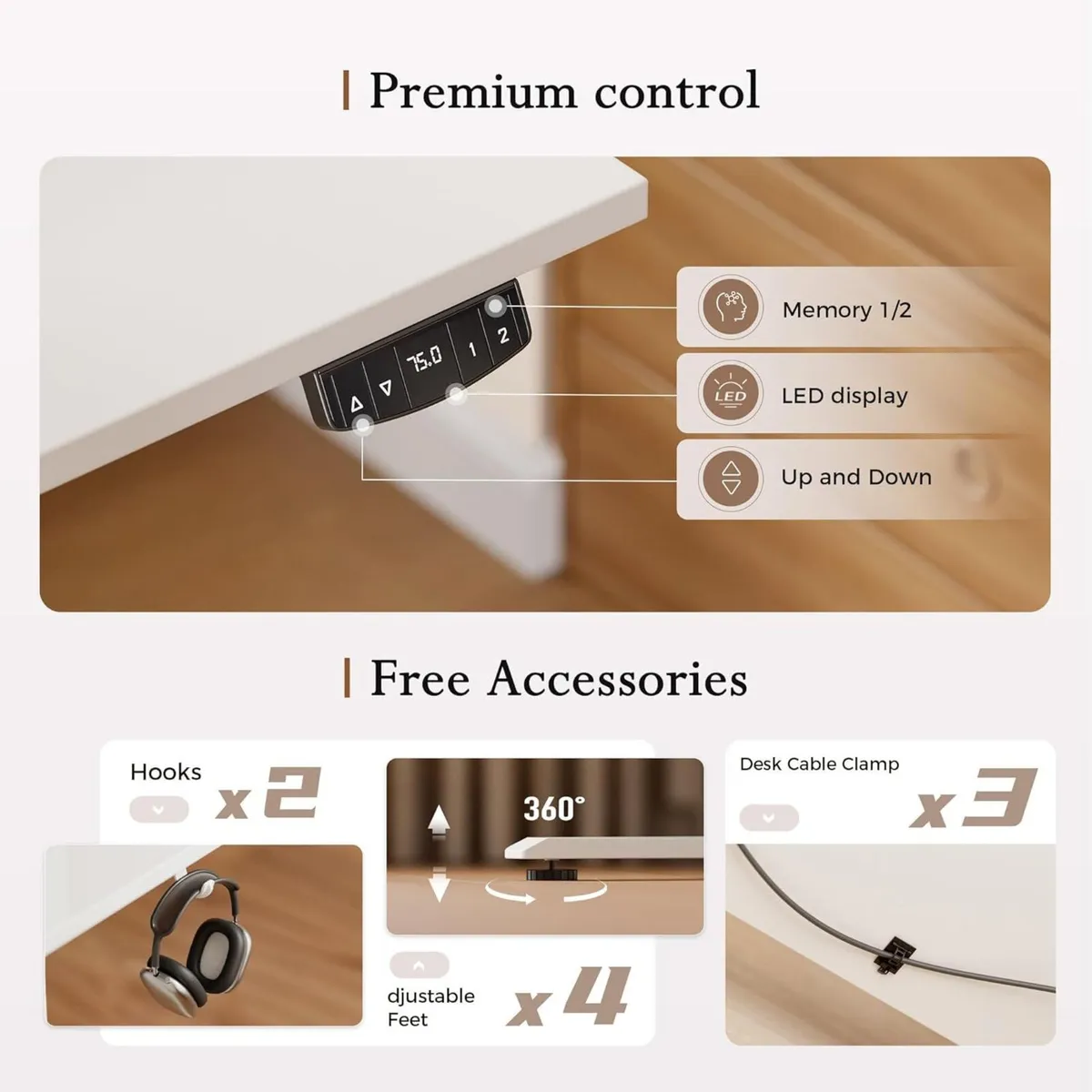 Electric Height-Adjustable Desk with Movable - Image 4