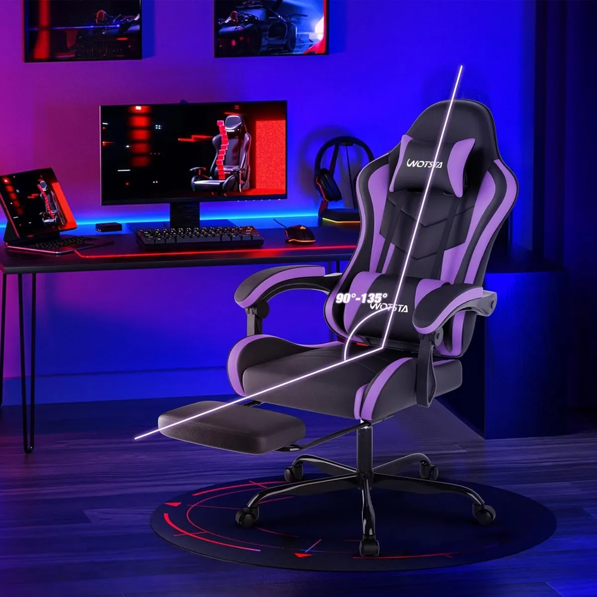 Gaming Chair with Footrest Ergonomic Computer - Image 2