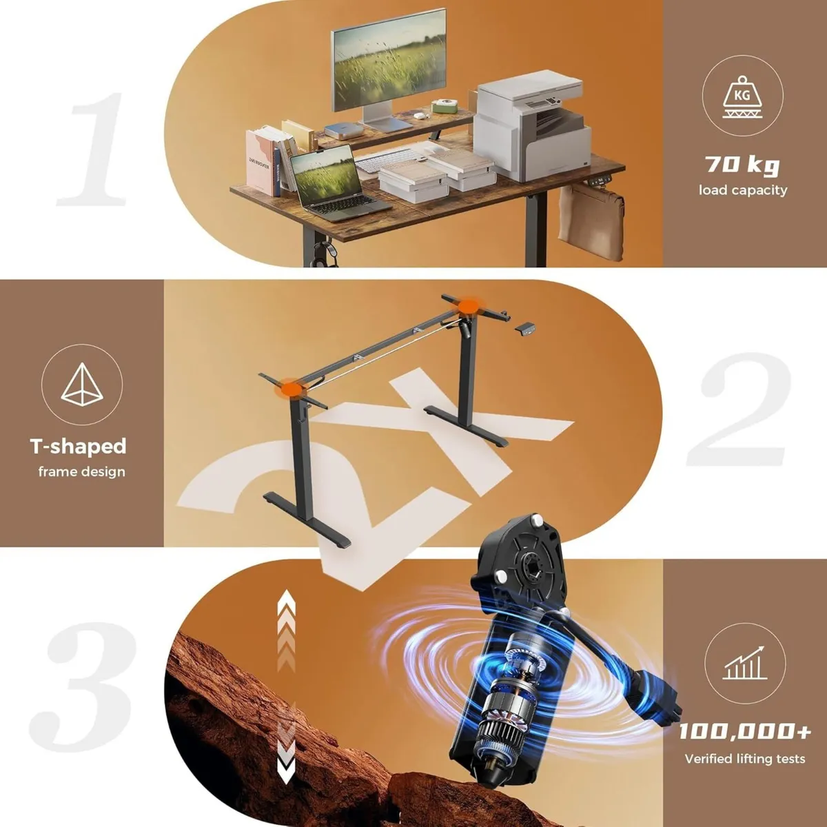 Electric Height-Adjustable Desk with Movable - Image 3