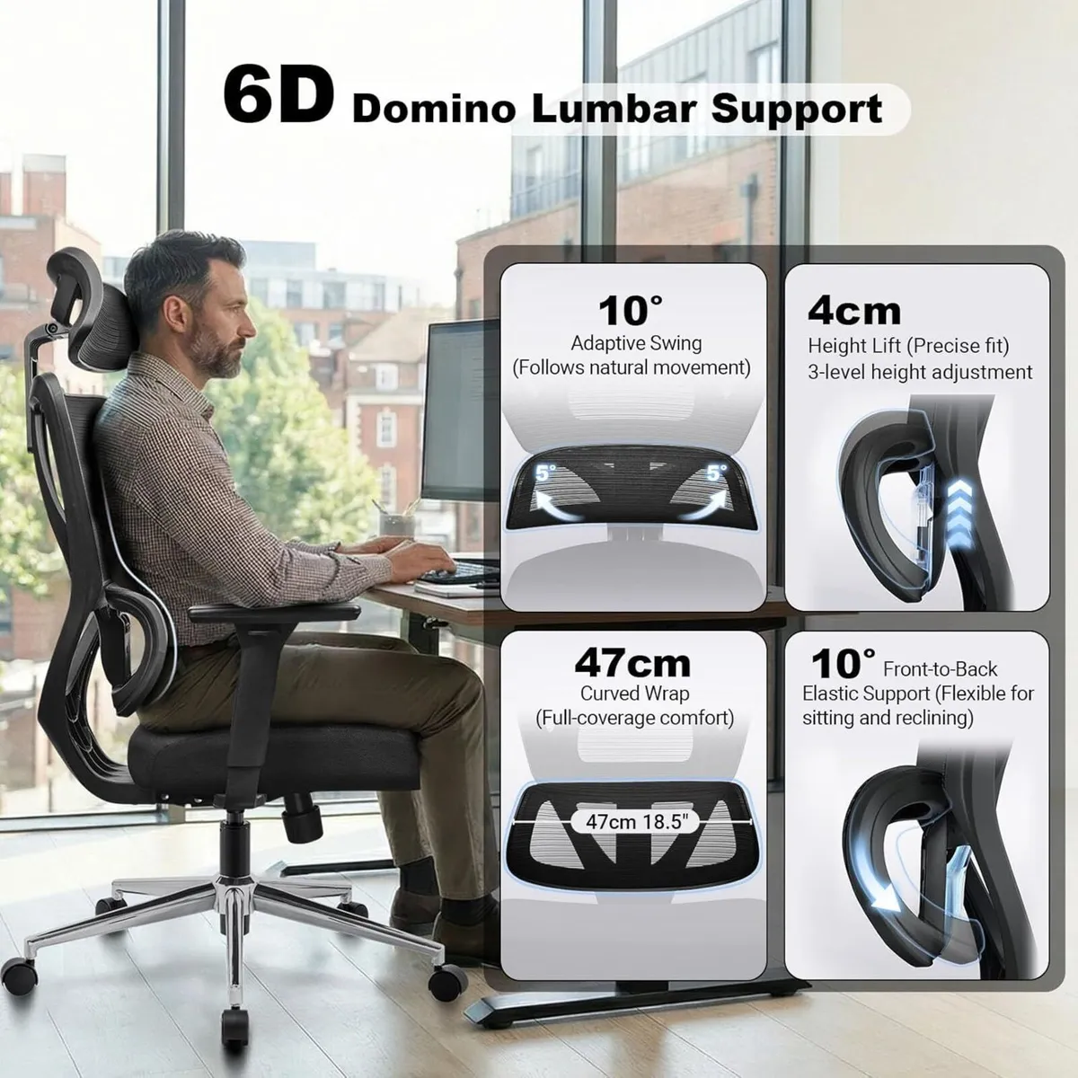 Ergonomic Office Chair with 6D Adjustable Lumbar - Image 3