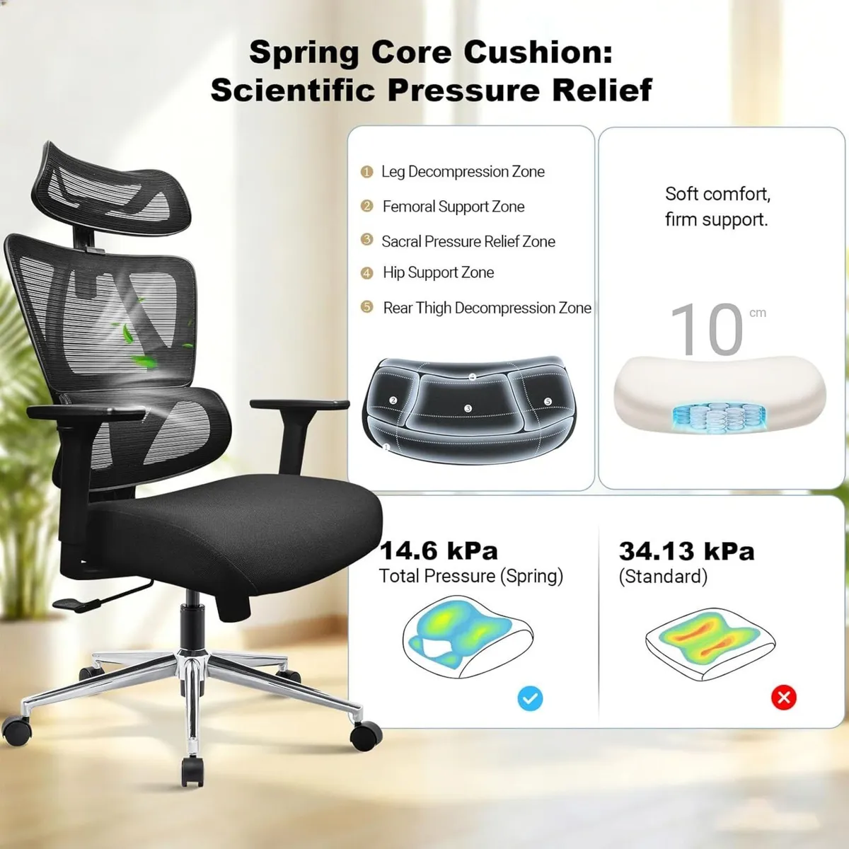 Ergonomic Office Chair with 6D Adjustable Lumbar - Image 4