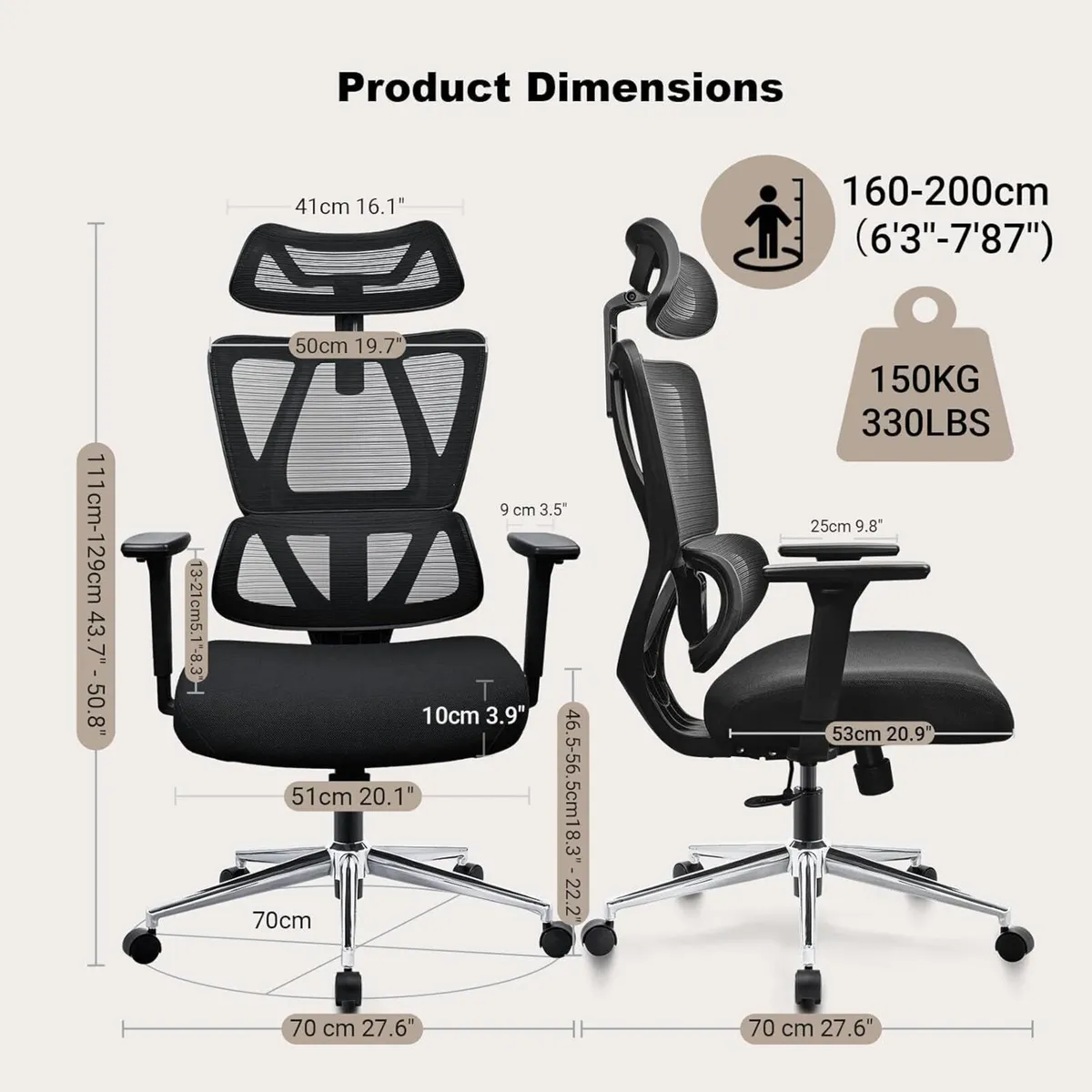 Ergonomic Office Chair with 6D Adjustable Lumbar - Image 2